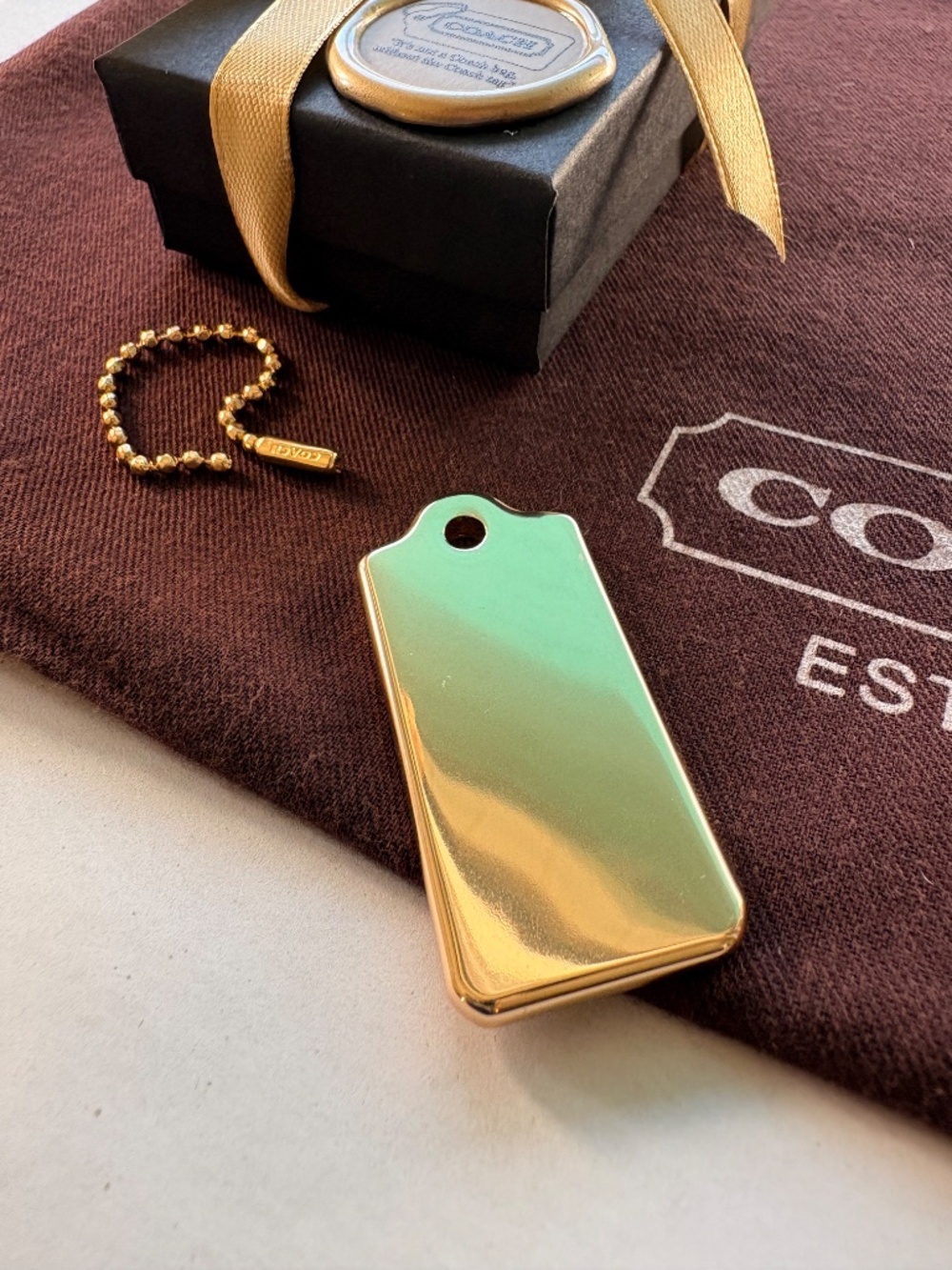 NEW Coach 2” SOLID Heavyweight Gold-Tone Metal Hang Tag Replacement Bag Charm - Picture 11 of 15